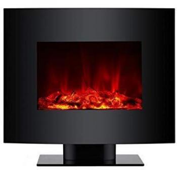 Chimenea Eléctrica, 2000W, Cristal Templado Negro, con pie y Mando a Distancia CHE-340 Purline