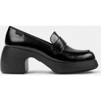 Mocasines de mujer CAMPER Thelma de piel lisa con tacón de bloque, color negro, talla 41