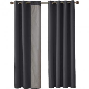 Deconovo Cortinas Infantiles para Dormitorio Moderno Original con Forro de Gris Plata 2 Piezas 117 x 183 cm Gris Oscuro