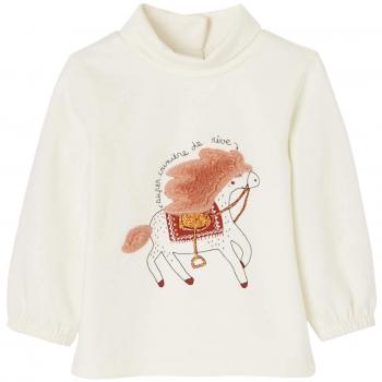 VERTBAUDET Camiseta bebé niña Motivo Poni irisado Blanco Claro Liso con Motivos 3-6 Meses, 67CM