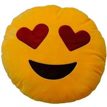 Emoticonworld Ojos Corazones - Cojín emoticono, 32 cm
