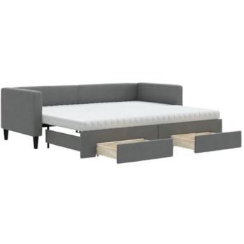Sofá cama nido con cajones tela gris oscuro 80x200 cm
