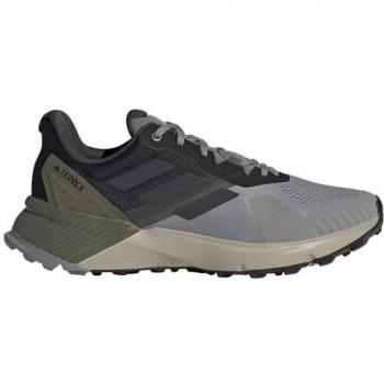 Zapatillas de trail running adidas Terrex Soulstride para hombre, color gris, negro y verde, talla 42 2/3