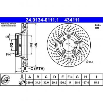 Disco de freno ATE 24.0134-0111.1, frente, ventilado, altamente carbonizado, 1 pieza