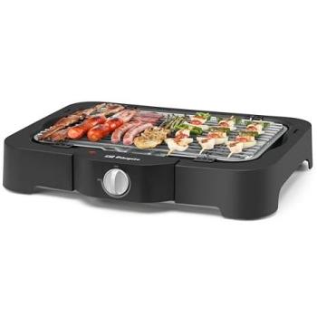 Barbacoa Eléctrica Orbegozo BCT 5000, 2300W, Acero Inoxidable, Rejilla Extraíble, Bandeja con Agua Reductora de Humo