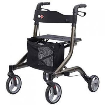 Andador Plegable Capero Platino con Respaldo, Bolsa y Soporte para Bastón - 1ud