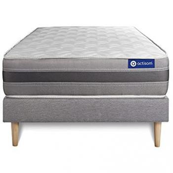 Somier Gris ACTISOM + Colchón Viscoelástico 120 x 190 cm con 5 Zonas de Confort