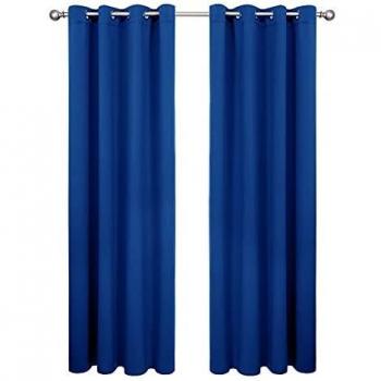 Amazon Brand - Umi Cortinas Opacas Dormitorio Moderno para Ventanas con Ollaos Juego de 2 Piezas 107x242cm Azul Oscuro