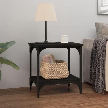 Mesa auxiliar de madera multicapa negra 40x30x42 cm
