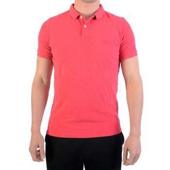Superdry Vintage Destroyed Short Sleeve Polo Shirt - Raspberry Pink - L