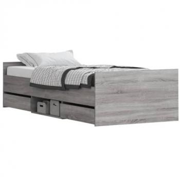 Estructura de cama con cabecero piecero gris Sonoma 90x190 cm