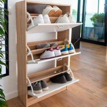 Zapatero Aitana 3 Puertas Oscilobatientes 14 Pares Blanco/Natural 115X63x24 Cm