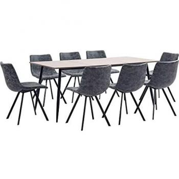 vidaXL Juego de Comedor 9 Piezas Cuero Sintético Mobiliario Decoración Interior Casa Hogar Robusto Duradero Resistente Funcional Práctico Útil Negro