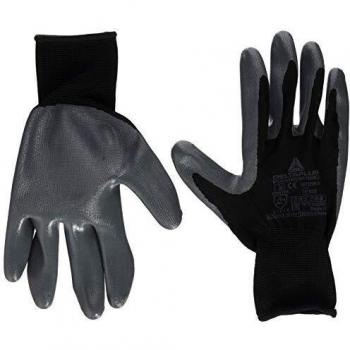 Delta Plus - Guante punto, poliester, palma nitrilo, negro/gris, talla 9, 1 paar