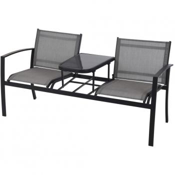 Banco De Jardín Progarden 2 Plazas Con Mesa Gris 74X145x59 Cm