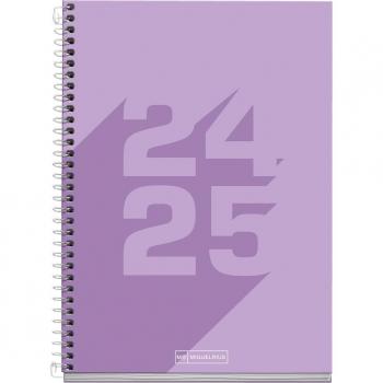 Agenda Escolar Plus Día Página Miquelrius 2024-2025 150x213 mm Color Malva, con contenido en Castellano e Inglés