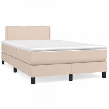 Cama box spring colchón LED cuero sintético capuchino 120x190cm