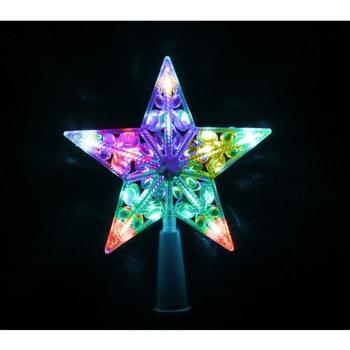 Estrella de Árbol de Remate de 10 Led Multicolor con Pilas