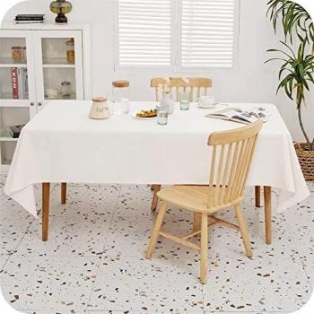 Amazon Brand - Umi Mantel Mesa Antimanchas Retangular Impermeable Tela Moderno de Fiesta Exterior Restaurante 132x178cm Beige Blanco