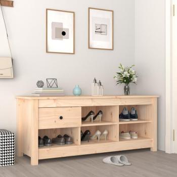 Zapatero de madera maciza de pino 110x38x45,5 cm Marrón