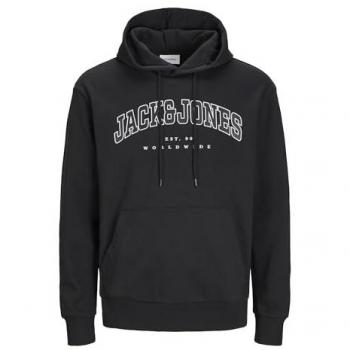Jack & Jones Plus Size Men's Caleb Varsity Hoodie - Black - 4XL
