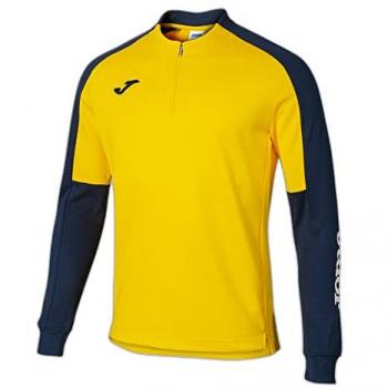 Sudadera hombre eco joma championship amarillo marino con media cremallera, color amarillo y azul marino, disponible en talla 2XS