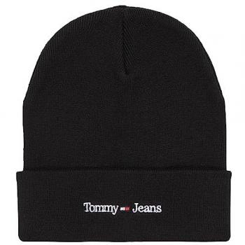 Gorro de lana Tommy Jeans Sport Beanie negro, tejido, unisex, talla única
