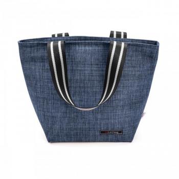 Iris Lunchbag tote jaspeado azul.