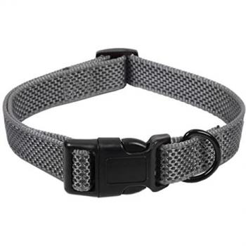 Collar Reflectante para Perros Modelo Dama Gris Talla S, M o L (M 12-20 kg) 2.5 x 40-55 cm