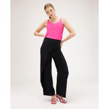 Pantalón Palazzo Pareo de Gasa Viscosa de Motivi - Pantalón ancho de mujer efecto pareo en tejido liso