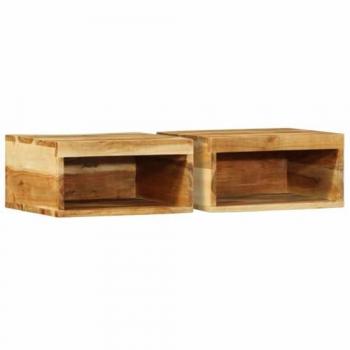 Mueble de Pared para TV de 2 Piezas en Madera Maciza de Acacia