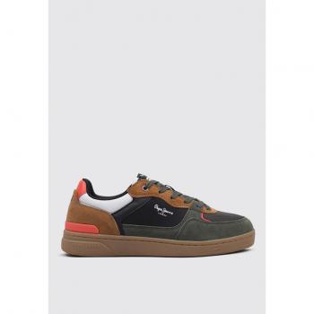 Zapatillas Deportivas Pepe Jeans Kore Skate M Verde con Detalles Multicolor, Cierre de Cordones, Modelo PMS00027-765, Cómodas y Ligeras