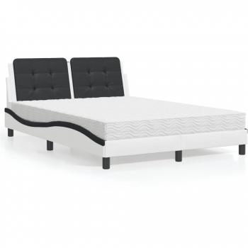 Cama con colchón de cuero sintético blanco y negro 140x190 cm Vidaxl