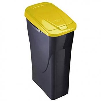 mondex Cubo 25 L ECOBIN con Tapa de Color Amarillo 21,5x36x51 cm, Mediano