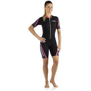 Cressi Playa Lady Shorty Wetsuit 2.5 mm - Traje Monoshort sin Capucha en Neopreno 2.5mm Biforrado, Mujer, Negro/Rosa, L