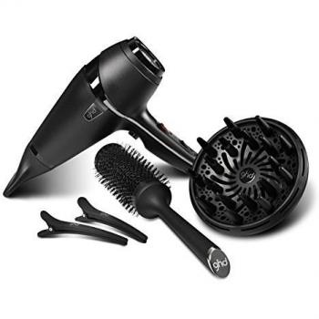 ghd Air Kit - Secador de pelo profesional con tecnología iónica, difusor, cepillo cerámico y 2 clips ghd, color negro