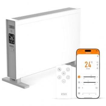 Calefactor Eléctrico de Convección Inteligente Ksix Blaze 2000W con Pantalla LED Táctil, Control Remoto y App Tuya, Blanco