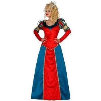 Disfraz Reina Medieval Azul y Rojo para Adulto Talla 3