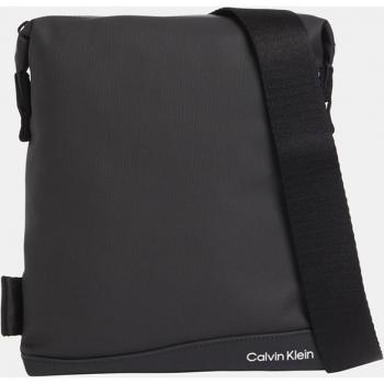 Calvin Klein Rubberized Conv Bolsa Plana De Tela Engomada Negro