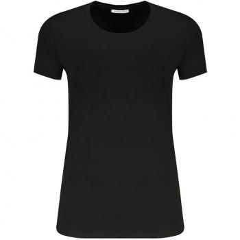 Patrizia Pepe Black Rhinestone Logo Detail Cotton T-Shirt - S