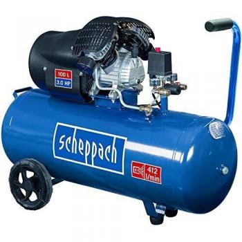 Compresor de aire Scheppach HC100DC - 100L, 2200W, doble cilindro, presión 8 bar