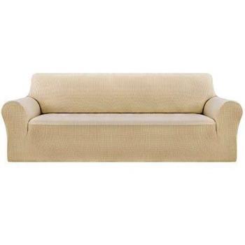 Deconovo Funda Sofá Elástica Prodector de Sofa de Color Liso 4 Plazas Beige