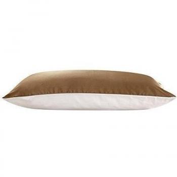 LILYSILK Funda De Almohada De 100% Seda De 19 Momme Con Parte Inferior De Algodón Café Y Blanco 50x75CM,1 Unidad