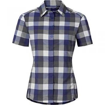 Odlo Fairview Camisa Mangas Cortas, Mujer, Spectrum Azul/Blanco Steel Gris/Check, XS