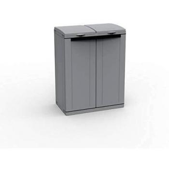 Armario Reciclaje EcoCab 2 Puertas - 68x39x88,7 cm - Plástico Gris para Recogida Diferenciada