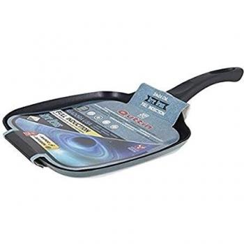 Quttin Titan - Parrilla Asadora Grill Pequeña, Todo Tipo de Cocinas con Mango, Aluminio con Doble Capa Antiadherente Ceramica, Azul, 24 cm