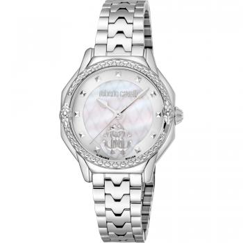 Roberto Cavalli Women's Stainless Steel Analog Watch with Gray Mother of Pearl Dial - RV1L225M0041