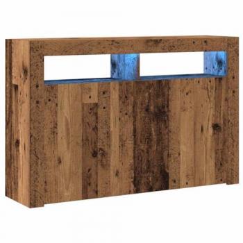 Aparador con LED madera ingeniería envejecida 115,5x30x75 cm