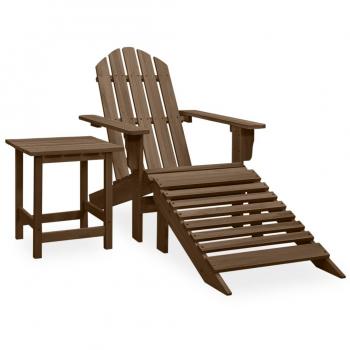 vidaXL Garden Adirondack Chair with Ottoman & Table Solid Fir Wood Brown