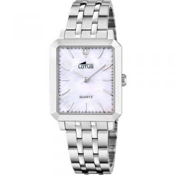 Reloj Lotus 18980/1 Beige Mujer, Reloj de mujer Square Series de acero plateado